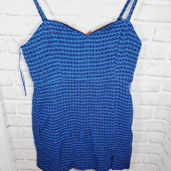 zara textured weave tank dress blue mini size medium or large NWT 8844 106 - Picture 3 of 10